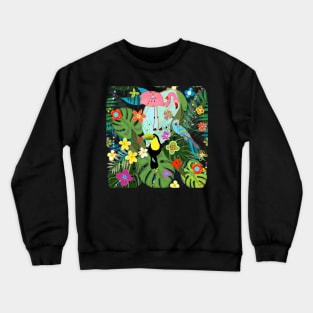 Tropical flowers and birds Crewneck Sweatshirt